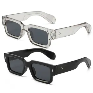 2PCS Retro Square Fashion Sunglasses for Women & Men, Thick Frame Anti-Glare Shades Ideal for Party, Beach and Travel