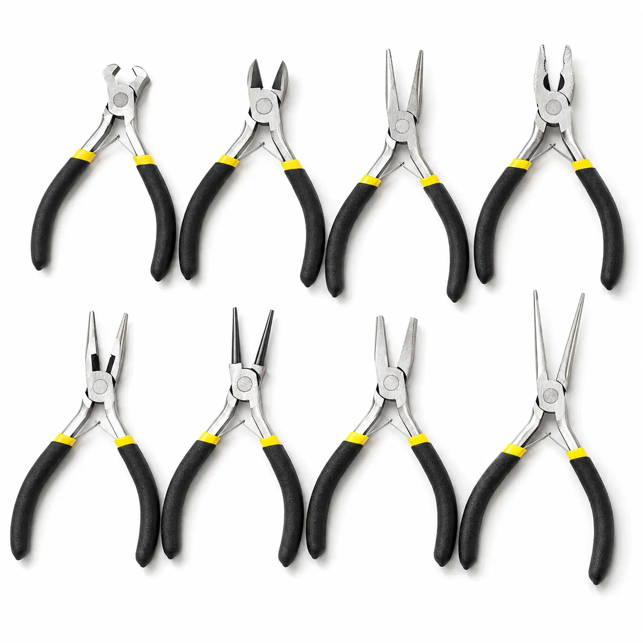 8Pcs Mini Multi-Plier Metal Jewelry Making Tool Set - Wire Cutters, Precision Nose, Curved Nose Tools for Beading, Crafting, DIY Repair