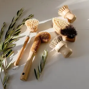 Eco-Friendly Dish Brush Kit - Plastic-Free, Zero-Waste Bamboo Brushes for Cleaning