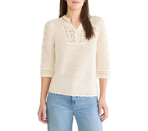 NIC+ZOE Crochet Mesh Sweater