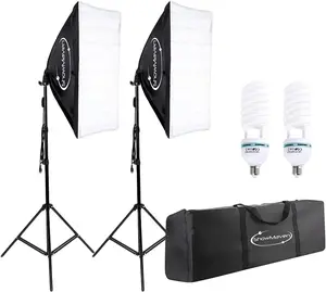 Softbox Lighting Kit, Studio Lights with 2 135W Bulbs 5500K Continuous Photography Lighting Kit for Filming Portrait Product Shooting Photography Video Recording