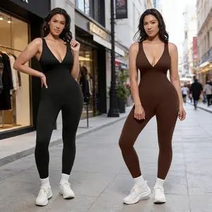 Deep V Shapewear with Chest Support Breathable High-Waisted Tummy Control Jumpsuit