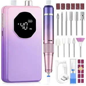 Nail Drill Professional: 40000RPM Electric Nail Drill 30S Fast Removal for Acrylic Nails Low Noise Electric Nail File Long-Lasting Manicure Pedicure Mobile Tech & Salon for Gifts for Women(Gradient Purple)