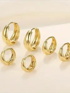 3Pairs Golden Hoop Earrings Set for Women Chunky Golden Silvery Earring Filled Hypoallergenic Small Huggie Hoops Lightweight Tiny Thick Trendy Hoop Earrings Stacks for Multiple Piercing Hoop Earring Sets, Fashionable Huggie Earrings