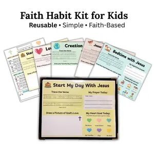 Christian Daily Routine Kit for Kids (Ages 3-8) | Bible Worksheets + Chore Chart