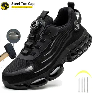 Lightweight Safety Shoes Men Work Shoes Steel Toe Cap Working Sneakers Man Breathable Shoes New Rotary Buckle Indestructible Protective Boots work hiking boots sneakers