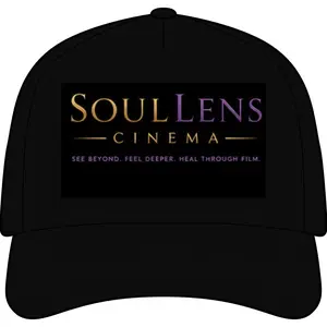 SoulLens Cinema Cap – Black Logo Baseball Hat, 'See Beyond. Feel Deeper. Heal Through Film.'