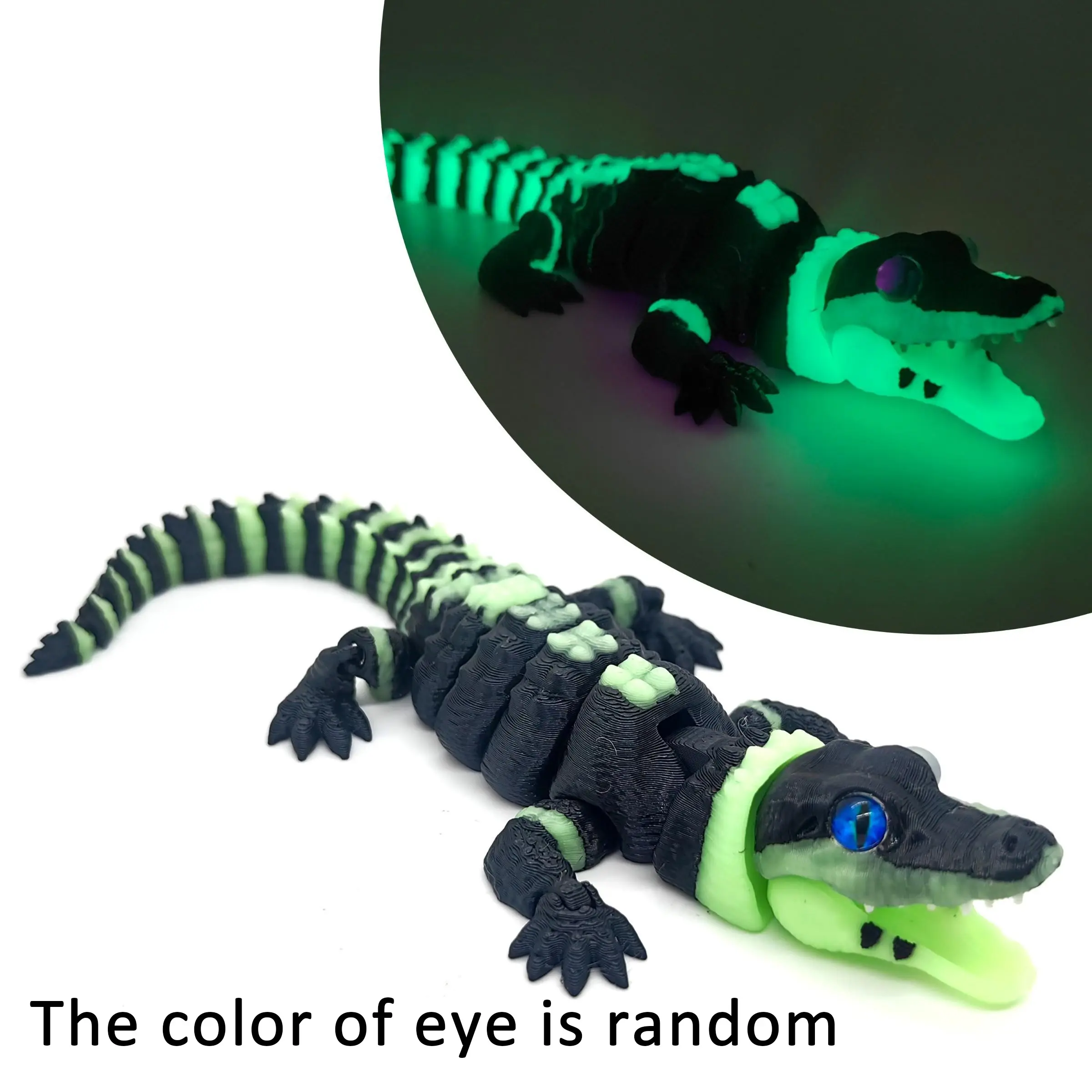 1pc 3D Printed Crocodile Glow in the Dark, Home Decor, Animal Statue, Funny Gift, Dino Luminous Statue, Unique Wall Art, Perfect for Parties & Events