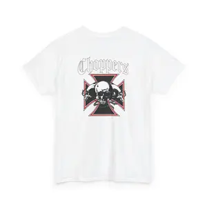 Vintage Y2K Choppers T-Shirt - Biker Grunge Skull Graphic Tee Back Side Print