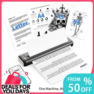 【DealsForYouDays】RONGTA Portable Instant Print Wireless Thermal Inkless Mobile Label Printer, Supports 8.5"x11" US Letter Thermal Paper, for Travel, Office Use