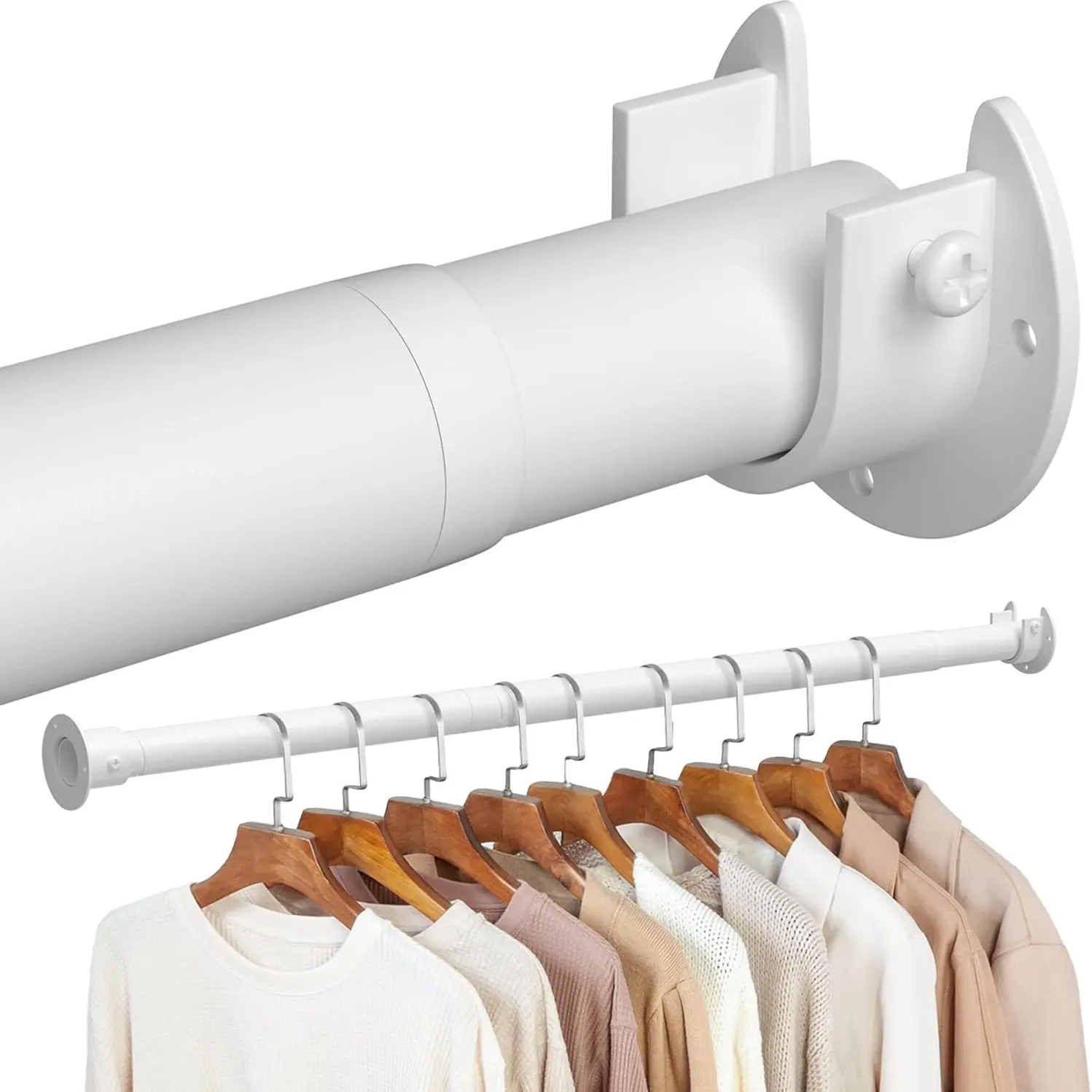 Adjustable Clothes Rod, Extendable Rod, Ideal for Window Sills, Balconies, Wardrobes, Bathrooms, Bedrooms, Versatile Hanging Solution