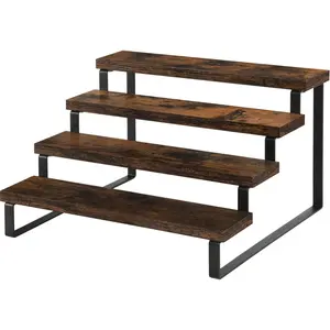 Wooden Display Riser Stand Tiered Perfume Cologne Organizer 4 Tier Spice Rack Rustic Candle Shelf for Home Decor
