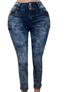 Women' Hight waist Skinny Jeans ,Dark Blue Washed,Zipper,Pockets ,Casual Style .