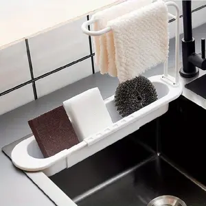 36-50cm Telescopic Shelf Drain Water Rack Sinks Organizer Soap Sponge Towel Holder Kitchen Gadgets Storage Basket Accessories