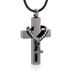Cremation For Ashes Pendant - Cross Urn Necklace With Mini Keepsake Memorial Ash