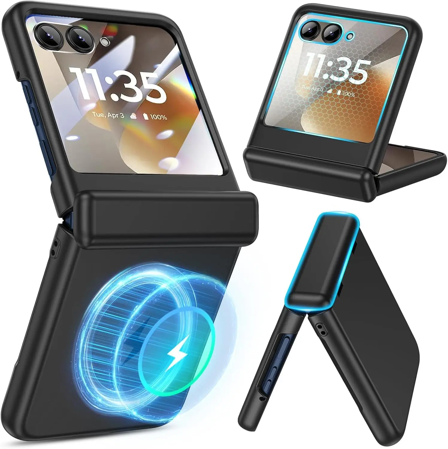for Motorola Razr 2026/2025/2024 Case with Built-in Screen Protector | [Compatible with MagSafe] Case for Moto Razr 2026/2025/2024, Hinge Protection Hard PC Shockproof Magnetic Cover