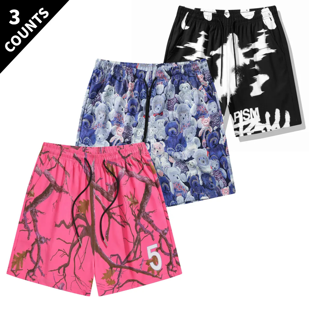 3 PCS Men's Ethnic Paisley Print Drawstring Shorts Summer Beach Swim Trunks Lightweight Graphic Casual Shorts Comfy Vacation Apparel Ideal for Back to School Outdoor Travel Trendy cargo shorts men's shorts summer workout