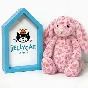Jellycat NWT Hopscone Luxe Bunny Plush Toy Pink Leopard Print Bashful Bunny Doll