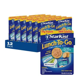 Lunch-To-Go Mix Your Own Tuna Salad, Chunk Light Tuna Pouch, 4.5 Ounce Kit, 12 Pack