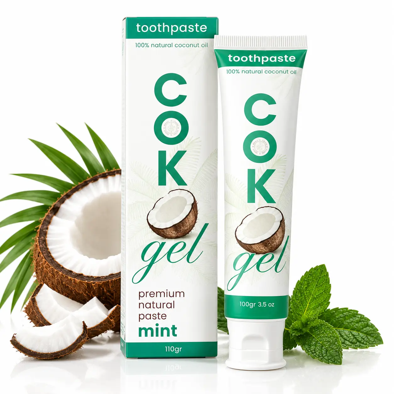 COKO Gel Toothpaste – 2-in-1 Natural Tooth Polish & Skin Moisturizer, Fluoride-Free Vegan Oral & Body Care, Plastic-Free, MultiUse Coconut Toothpaste