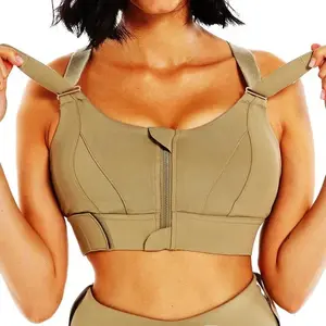 Hike Out Sports Bra Women's High Impact Plus Size Fit with Front Zipper Shockproof Activewear for Exercise and Gym Clothes Gymclothes Fupa Workout Set