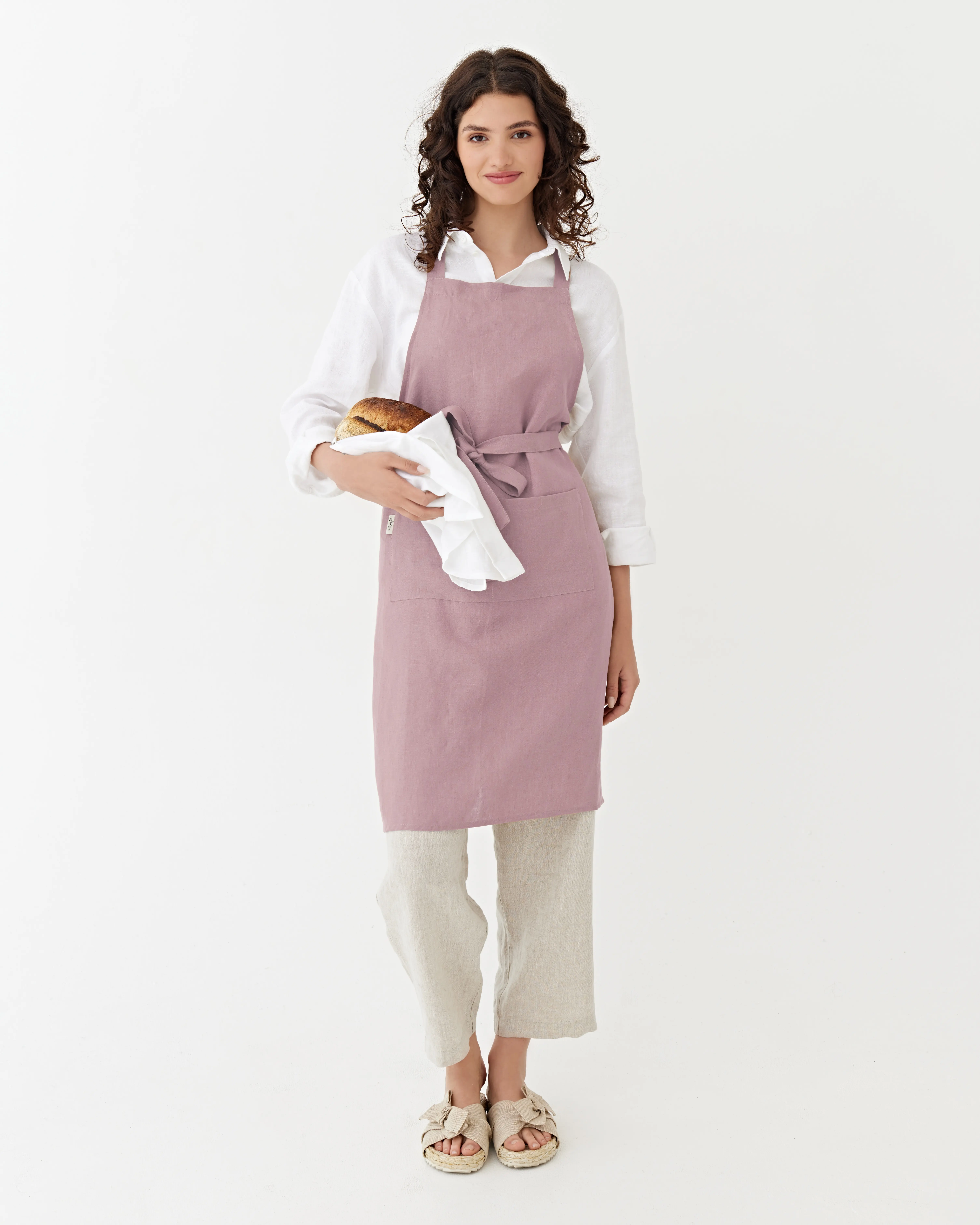 MagicLinen 100% Linen Apron - Woodrose Cooking Apron for Women with Pockets - Stylish Kitchen Apron for Women -  One Size