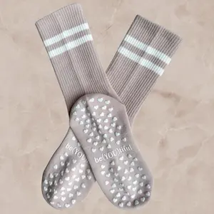 PilatteCycle Pilates heart shaped grippy socks striped be(YOU)tiful muted baby pink