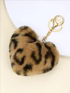 Cute Leopard Pattern Heart Shaped Keychain, Fashionable Keychain for Women & Men, Trendy All-match & Exquisite Keychain for Birthday Gift, Valentine's Day, Gift, Soft Keychain, Keychain for Bags