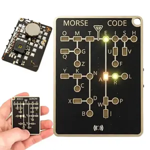 Morse Code Trainer Card Pro, Portable Interactive LED Telegraph Trainer with Signal Buttons, Audio Visual Feedback & Record Playback Function for Adult Encryption and Morse Learning