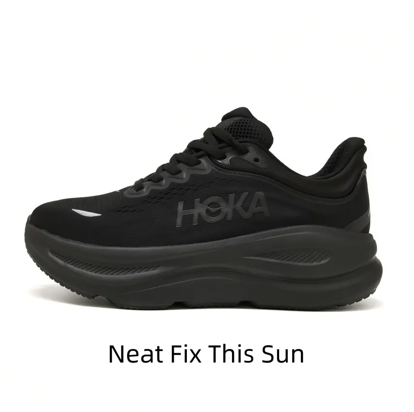 Solid Black Matte Mesh Performance Sneakers Stacked Soft Cushion Sole Padded Ankle Collar All-Match Daily Walking Marathon Footwear