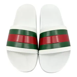 Men's Gucci Pursuit Pool Slide Footwear, White Red Green Shoe Slipper