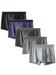 5 PACK Men's Striped Plain Boxersbriefs Set, Soft Skin-Friendly Breathable Comfort, Multiple Colors Available, Suitable for All Seasons