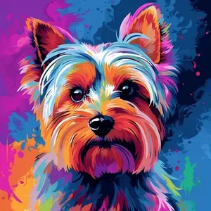 5D DIY Full Drill Round Diamond Painting - Diamond Art Kit Colorful Dog Ears. Mosaic, Canvas - DIY Decorative Painting, Home Wall Decor, Suitable for Halloween and Christmas, Birthday and Anniversary Gifts, Diamond Painting Kits, Crafts