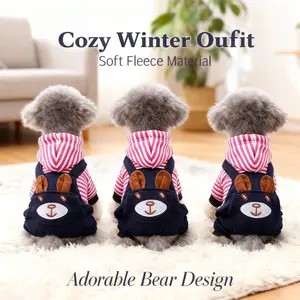 Adorable Cartoon Rabbit Costume, Bear Design Holiday Outfit for Small Medium Pets, Soft Warm Cozy Fabric, Ideal Winter for Dogs and Cats, Comfortable and Stylish