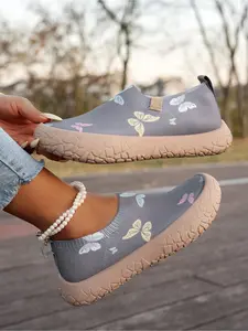 Women's Butterfly Print Slip-On Shoes | Breathable Mesh Casual Fashion Shoes | Lightweight Non-Slip Walking Shoes