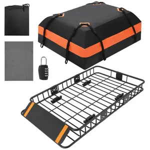GARVEE Roof Rack Cargo Basket 64" x 39" x 6" + Waterproof Cargo Bag 21 Cubic Feet, with Waterproof Cargo Bag, Outdoor Combination Lock, 200 LBS Capacity Universal Rack Carrier for SUV, Truck