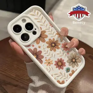 Vintage Floral Pattern Case for iPhone 17 Pro Max 16 16e 15 14 Plus 13 12 11 Air XR X XS Shockproof Drop Protection Rugged Durable Silicone Cover