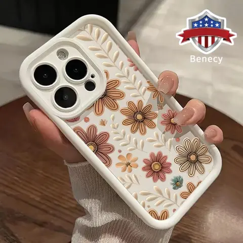 Vintage Flowers Customized 1.2mm TPU Silicone Case for iPhone Series - Durable, Non-Slip, Rugged, Shockproof, Scratch-Resistant - Fits 17 Pro Max,16,16e,15,15 Plus,14 Plus,13,12,11,Air,XR,X,XS Mobile Phone Accessory