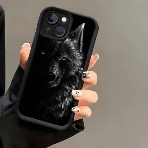 Fierce Heterochromatic Wolf Anti-Drop Soft Smartphone Case, Simple High-End Air Cushion Protector, Full Coverage Frosted Accessory for iPhone 14 Pro Max,13,12,11,XS Max,XR,15,7/8 Plus, Handheld Cellphone Case for Men and Women, Accessories, Casing summerw
