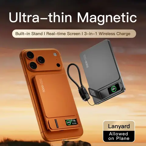 CCC 10000mAh Slim Original Power Bank For MagSafe,Magnetic Wireless 20W Fast Charging Portable Battery For iPhone 12-17/18 iWatch Wireless Rechargeable Battery