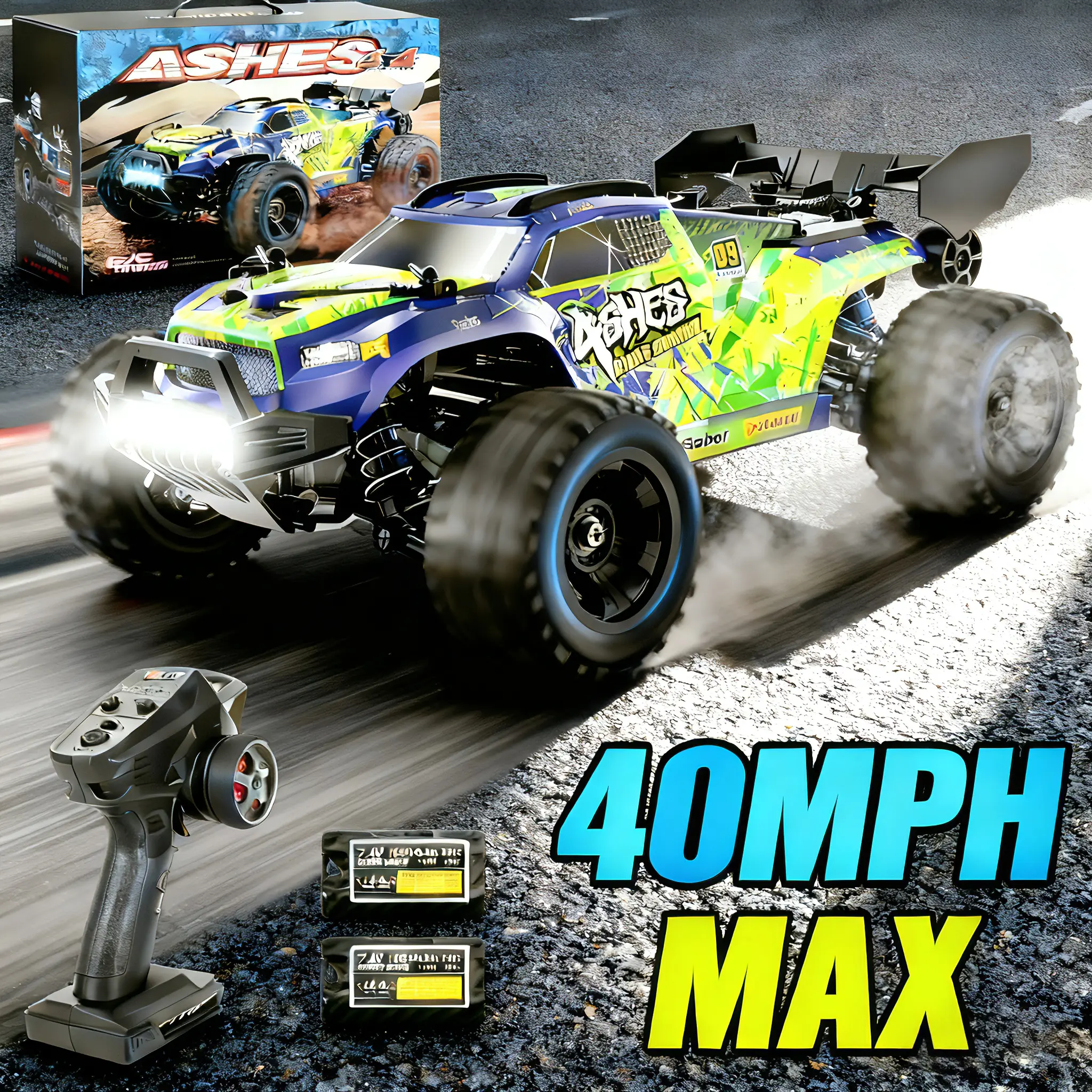 1:18 4WD High-Speed Remote Control Truck, 40 KM/H Rechargeable RC Off-Road Vehicle Toy with High-Torque Motor, Shock Absorption, Multi-Terrain Climbing Capability