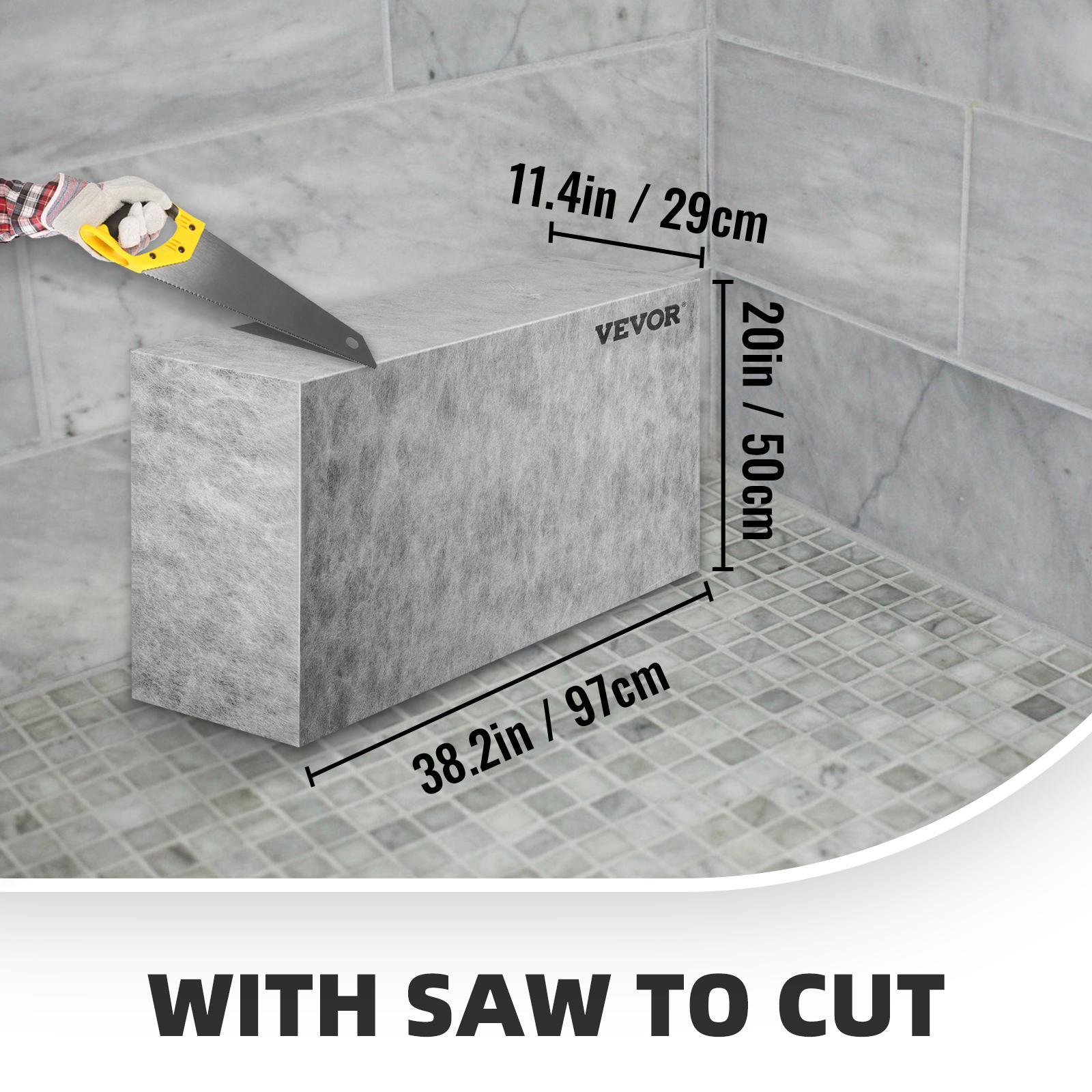 VEVOR Board Shower Bench Rectangle Bench Ready to Tile&Waterproof 38.2x11.4x20" Installation Resistance
