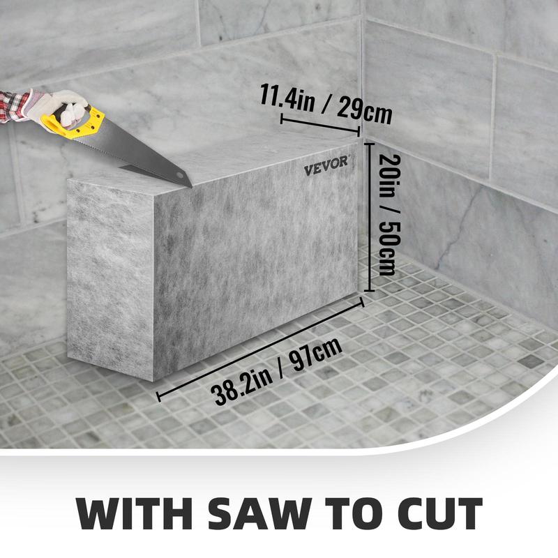 VEVOR Board Shower Bench Rectangle Bench Ready to Tile&Waterproof 38.2x11.4x20" Installation Resistance