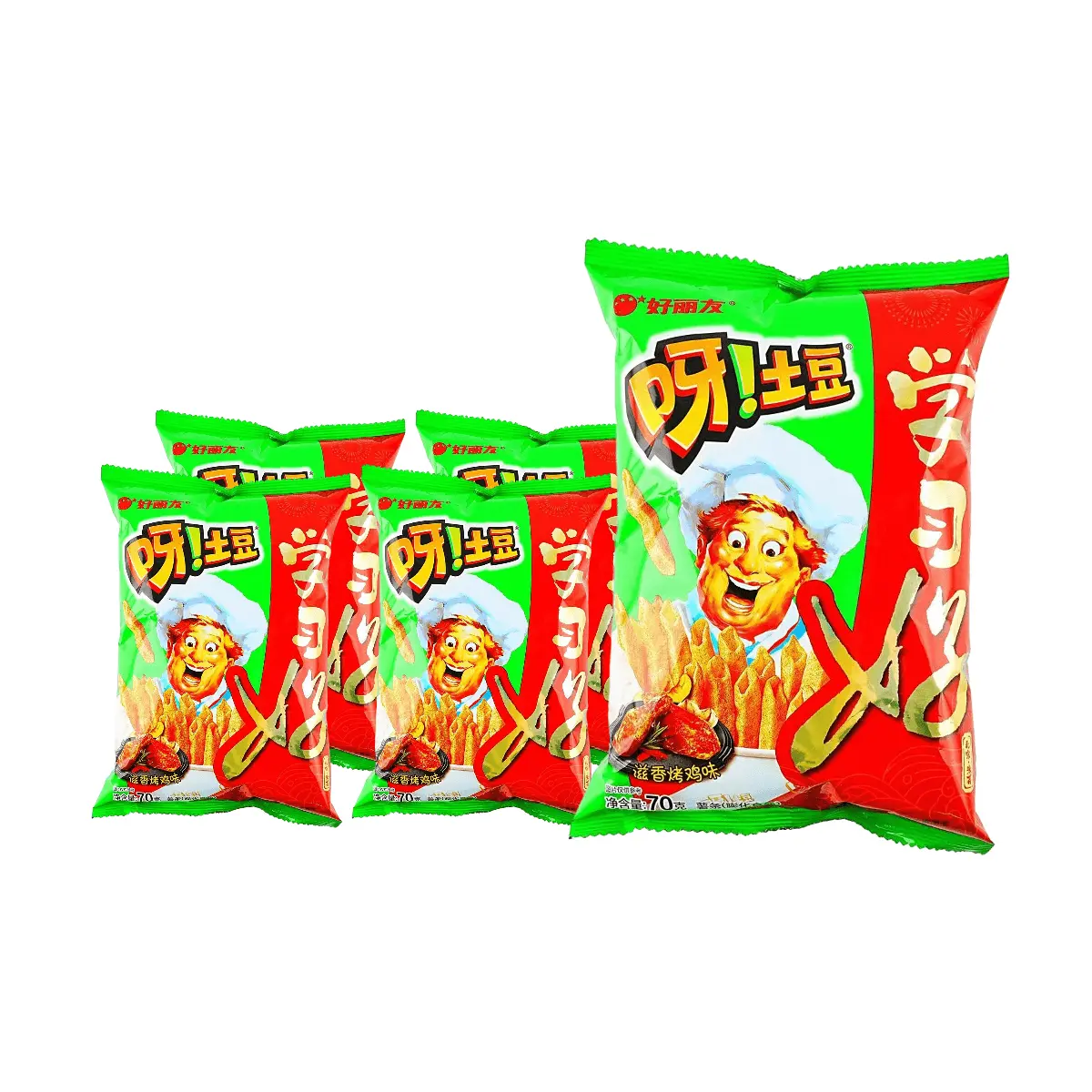 5 Pack ORION BBQ Chicken Potato French Fries 2.47 oz - Korean Snack Crispy Chips