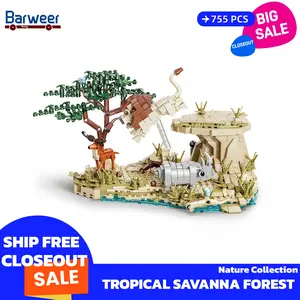 [BARWEER](SHIP FREE) Tropical Savanna Forest Nature Collection Closeout Sale 755PCS Toys Bricks Lion