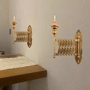 Vintage Expanding Taper Candle Holder, Antique Wall-Mounted Candlestick Sconce for Living Room, Bedroom & Fireplace Decor