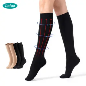 COFCARE Knee-High Graduated Compression Socks 20-30mmHg, Nylon Blend, Machine Washable, Superior Running Support, Durable Solid Color for Men & Women, Athletic & Everyday Use