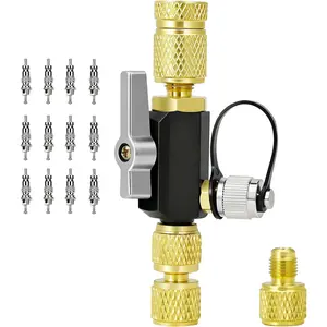 Mega Flow Vacuum-Rated Valve Core Removal Tool,1/4"& 5/16" Dual Valve HVAC Valve Core Removal Tool,20 Micron Vacuum, Compatible with R22 R410A R32 R134a,HVAC Tools