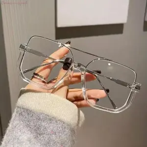 Clear Top Bar Square Frame Eyeglasses for Men Women Fashion Lightweight Eyewear Comfortable Daily Wear Ideal for Office Work Students Study & Casual Outfits
