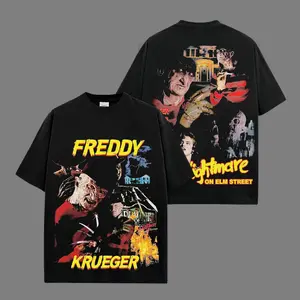 Freddy Krueger  A Nightmare Horror Funny Premium Acid Wash T-Shirt, Halloween Merch Friday The 13th Merch, 80s Horror T-shirt, Slasher Movie Apparel For Fans